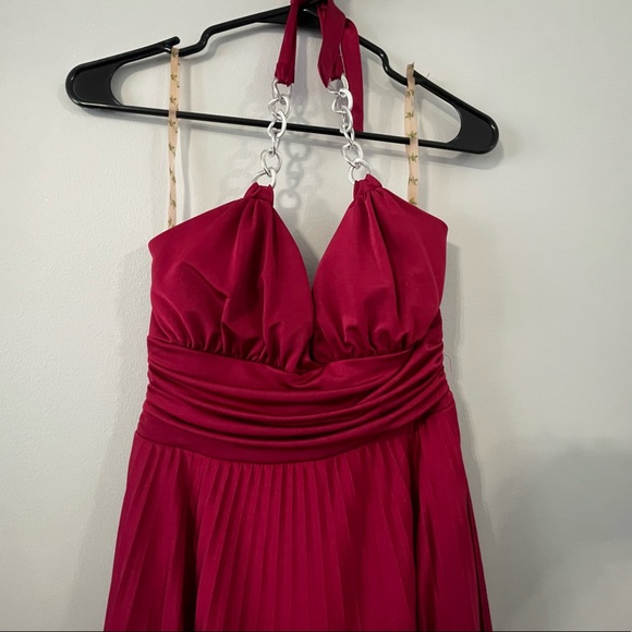Miss Bison Red Halter Dress Small - Picture 4 of 6